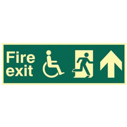 DISABLED FIRE EXIT MAN RUNNINGARR OW UP - PHS (450 X 150MM)