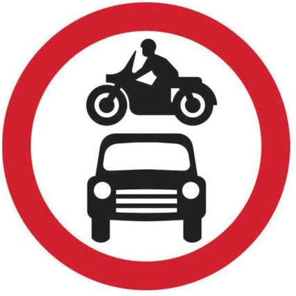 600MM DIA. DIBOND 'MOTOR VEHICLES PROHIBITED' ROADSIGN(W CHANNEL)