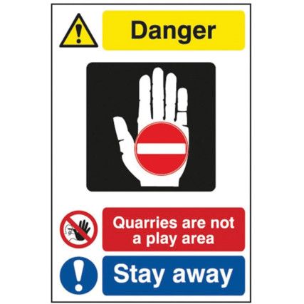 QUARRY SIGN: QUARRIES NOT A PLAYA REA/STAY AWAY-FMX(400X600MM)