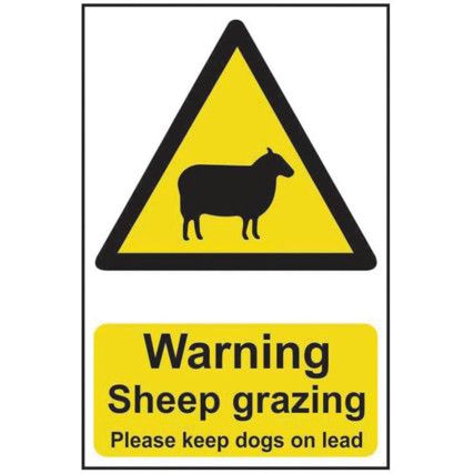 WARNING SHEEP GRAZING PLEASE KEEP DOGS ON LEAD - PVC (200 X 300MM)