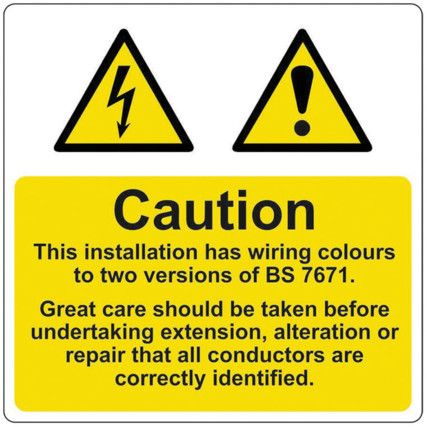 CAUTION MIXED CABLE NOTICE -PACKOF 5 - SAV (75 X 75MM)