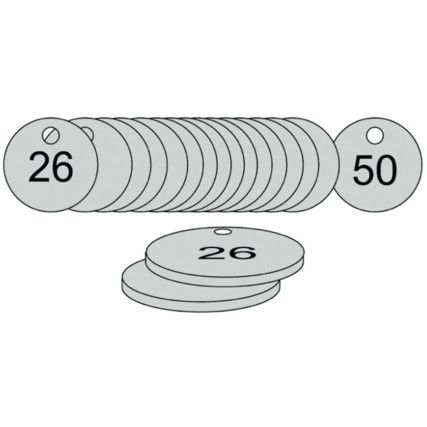 33MM DIA. TRAFFOLITE TAGS -GREY(26 TO 50)