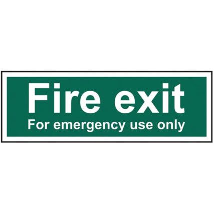 FIRE EXIT FOR EMERGENCY USE ONLY-RPVC (300 X 100MM)