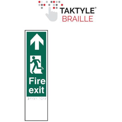 FIRE EXIT MAN LEFT ARROW UP -TAKTYLE (75 X 300MM)