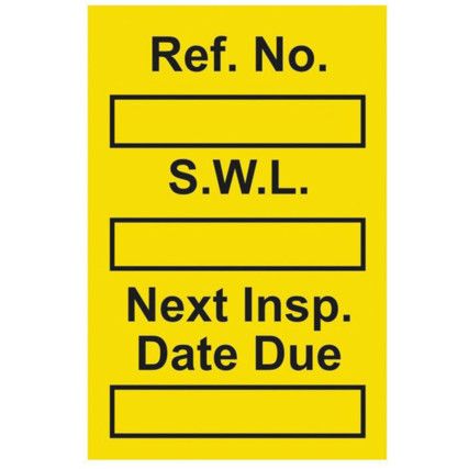 SAFE WORKING LOAD MINI TAG INSERT- YELLOW (PK-20)