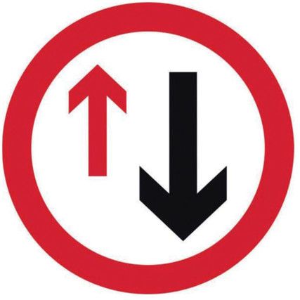 600MM DIA. DIBOND 'GIVE WAY ONCOMING TRAFFIC' ROADSIGN(W CHANNEL)