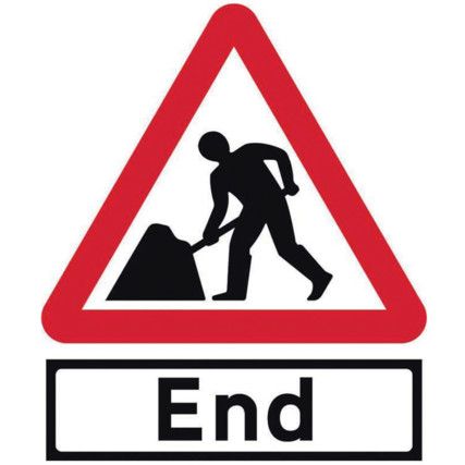 RD WORKS & END SUPP PLATE-CLASSIC ROLL UP TRAFFIC SIGN (600MM TRI)