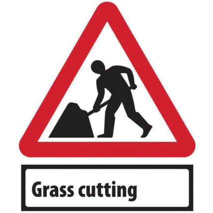 RD WORKS GRASS CUT SUPP PLATE-CLASSIC ROLLUP TRAF.SIGN(600MM TRI) 