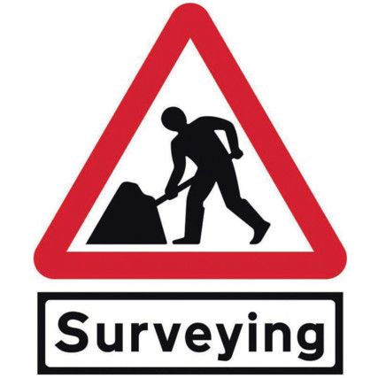 ROAD WRKS SURVEYING SUPP PLATE-CLASSICROLLUP TRAF.SIGN(600MM TRI) 