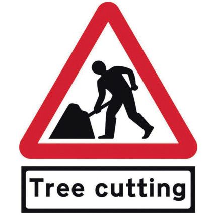 ROAD WRKS TREE CUT SUPP PLATE-CLASSIC ROLLUP TRAF.SIGN(750MM TRI) 