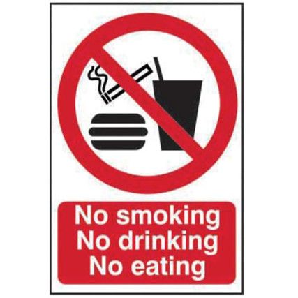 NO SMOKING NO DRINKING NO EATING- PVC (200 X 300MM)