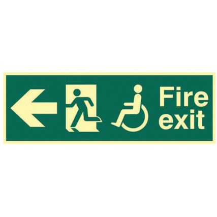 DISABLED FIRE EXIT MAN RUNNINGARR OW LEFT - PHO (450 X 150MM)