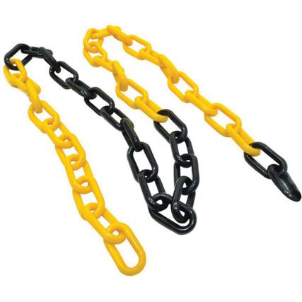 Chain Barrier, Plastic, Black/Yellow
