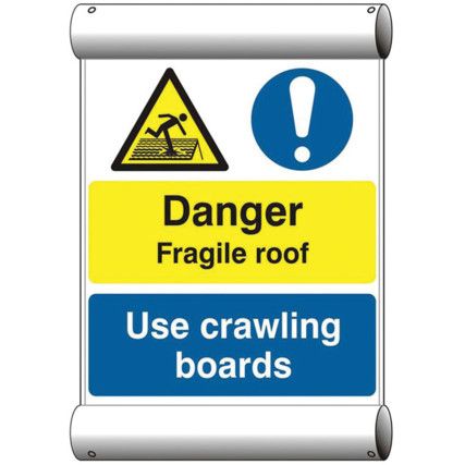 DANGER FRAGILE ROOF USE CRAWLINGBOARDS - BAN (670 X 1000MM)