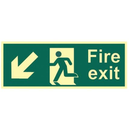 FIRE EXIT ARROW DOWN/LEFT-PHOTOLUMINESCENT (400 X 150MM)