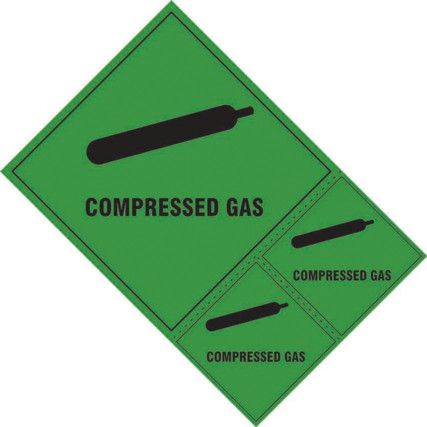 COMPRESSED GAS LABLELS - SAV (200X 300MM) (PK-3)