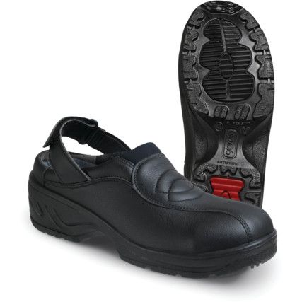 Jalas 2900 Jack Unisex Metal Clog Safety Shoes, Size 1.5, Black, Microfibre Upper, Steel Toe Cap, SB, EN ISO 20345:2011