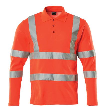 POLO SHIRT, LONG-SLEEVED HI-VIS RED (S)