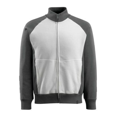 UNIQUE AMBERG SWEATSHIRT WITH ZIPPERWHITE/DARK ANTHRACITE (M)