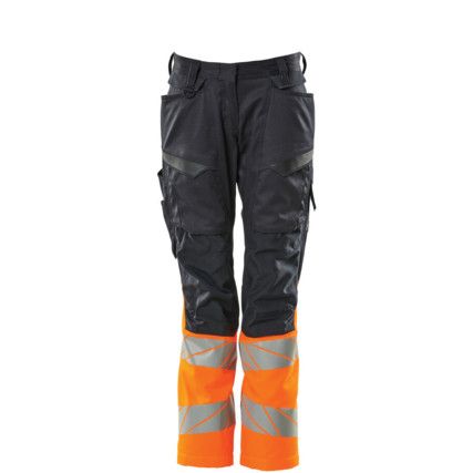 ACCELERATE SAFE TROUSERS WITH KNEEPAD POCKETS DARK NAVY/HI-VIS ORANGE (L32W50.5)