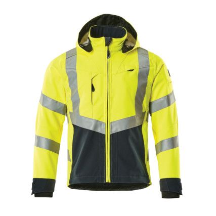 BLACKPOOL SOFTSHELL JACKET HI-VISYELLOW/DARK NAVY (S)