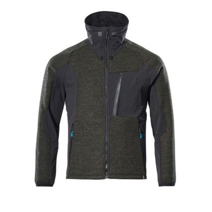 KNITTED JACKET WITH ZIPPER MOSS GREEN/BLACK (S)