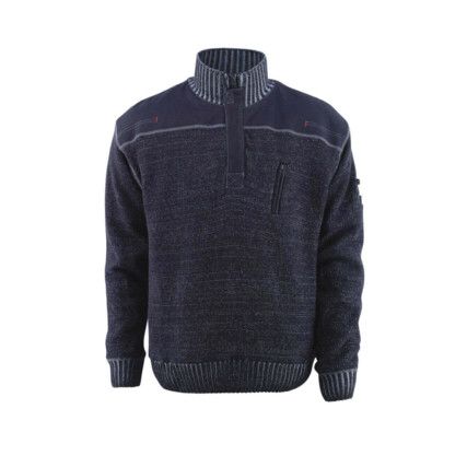 NAXOS KNITTED JUMPER WITH HALF ZIP BLUE GREY (S)