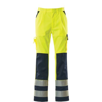 OLINDA TROUSERS WITH KNEEPAD POCKETS HI-VIS YELLOW/NAVY (L30W42.5)