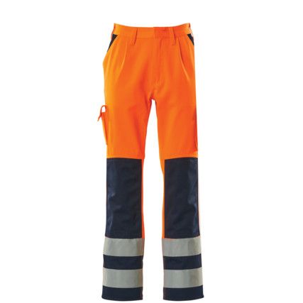 OLINDA TROUSERS WITH KNEEPAD POCKETS HI-VIS ORANGE/NAVY (L30W28.5)