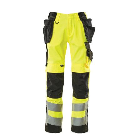 WIGAN TROUSERS WITH HOLSTER POCKETS HI-VIS YELLOW/BLACK (L30W40.5)