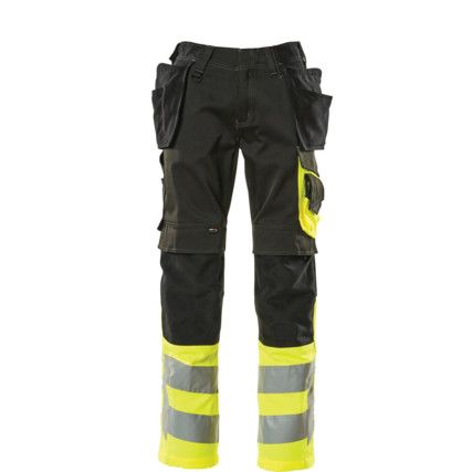 TROUSERS WITH HOLSTER POCKETS BLACK/HI-VIS YELLOW (L30W30.5)