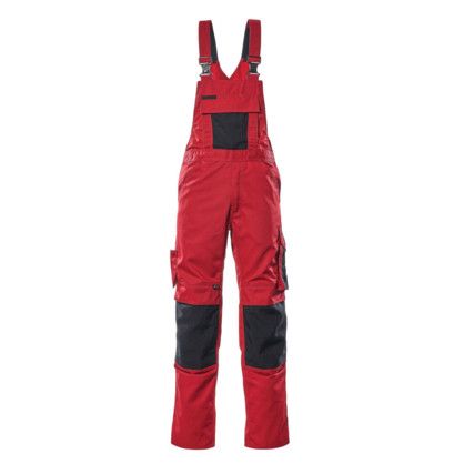 UNIQUE AUGSBURG BIB & BRACE WITH KNEEPADPOCKETS RED/BLACK (L30W30.5)