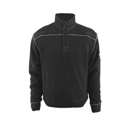 NAXOS KNITTED JUMPER WITH HALF ZIP BLACK (S)