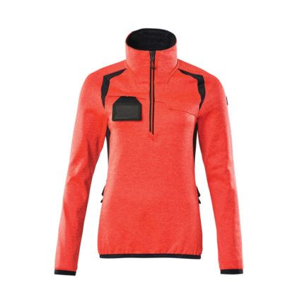 ACCELERATE SAFE FLEECE JUMPER WITH HALF ZIPHI-VIS RED/DARK NAVY (XS)