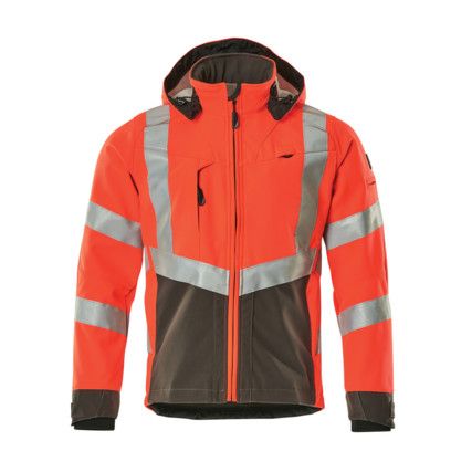 BLACKPOOL SOFTSHELL JACKET HI-VISRED/DARK ANTHRACITE (S)