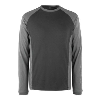 UNIQUE BIELEFELD T-SHIRT, LONG-SLEEVEDBLACK/DARK ANTHRACITE (XS)