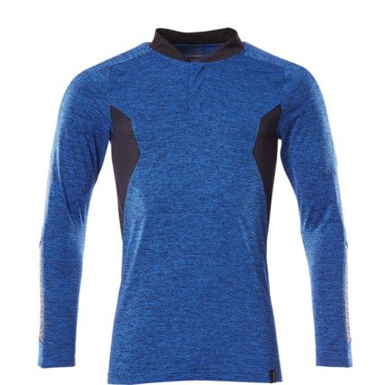 ACCELERATE POLO SHIRT, LONG-SLEEVED AZURE BLUE-FLECKED/DARK NAVY (L(1 PCS.))