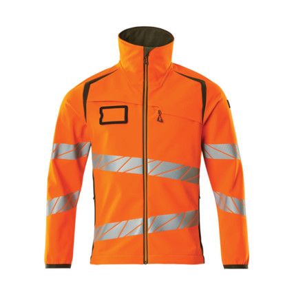 ACCELERATE SAFE SOFTSHELL JACKET HI-VISORANGE/MOSS GREEN (S)