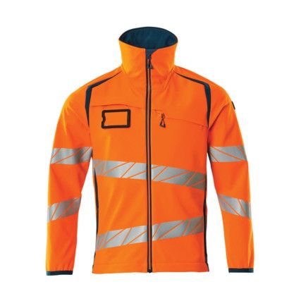 ACCELERATE SAFE SOFTSHELL JACKET HI-VISORANGE/DARK PETROLEUM (S)