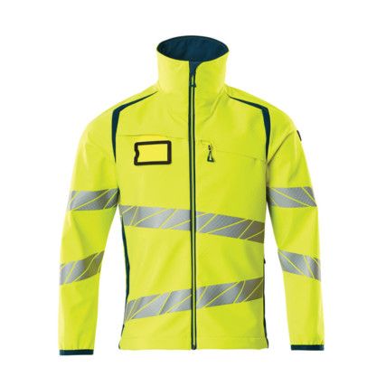 ACCELERATE SAFE SOFTSHELL JACKET HI-VISYELLOW/DARK PETROLEUM (S)