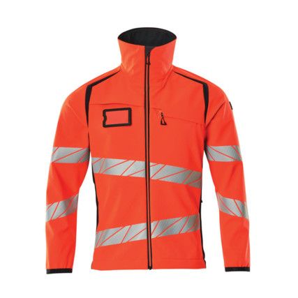 ACCELERATE SAFE SOFTSHELL JACKET HI-VIS RED/DARKNAVY (S)