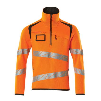 ACCELERATE SAFE KNITTED JUMPER WITH HALF ZIP HI-VIS ORANGE/DARK ANTHRACITE (M)