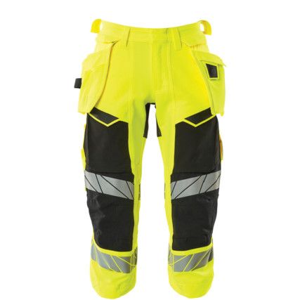 ACCELERATE SAFE 3/4 LENGTH TROUSERS HOLSTER POCKETS HI-VIS YELLOW/BLACK (W28.5)