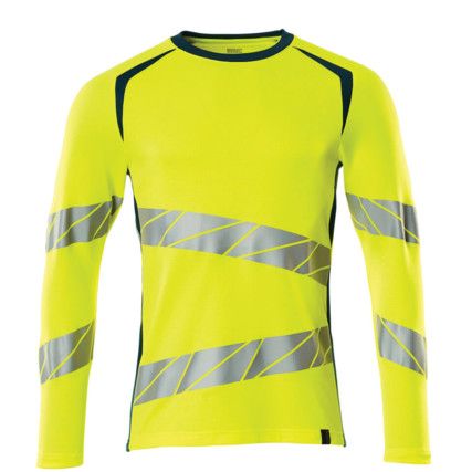 ACCELERATE SAFE T-SHIRT, LONG-SLEEVED HI-VIS YELLOW/DARK PETROLEUM (2XL(1 PCS.))