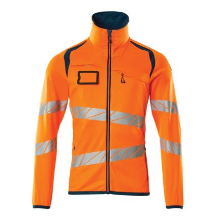 ACCELERATE SAFE FLEECE JUMPER WITH ZIPPER HI-VISORANGE/DARK PETROLEUM (S)