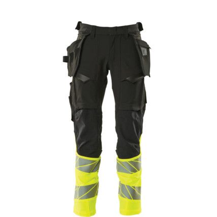 ACCELERATE SAFE TROUSERS WITH HOLSTER POCKETSBLACK/HI-VIS YELLOW (L30W30.5)