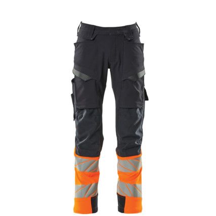 ACCELERATE SAFE TROUSERS WITH KNEEPAD POCKETS DARK NAVY/HI-VIS ORANGE (L30W30.5)