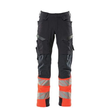 ACCELERATE SAFE TROUSERS WITH KNEEPAD POCKETSDARK NAVY/HI-VIS RED (L30W30.5)