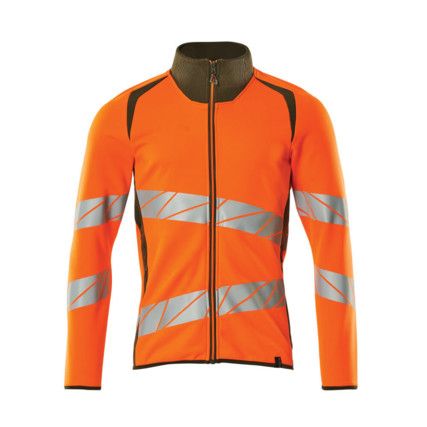 ACCELERATE SAFE SWEATSHIRT WITH ZIPPER HI-VISORANGE/MOSS GREEN (S)