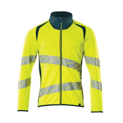 ACCELERATE SAFE SWEATSHIRT WITH ZIPPER HI-VISYELLOW/DARK PETROLEUM (XS)